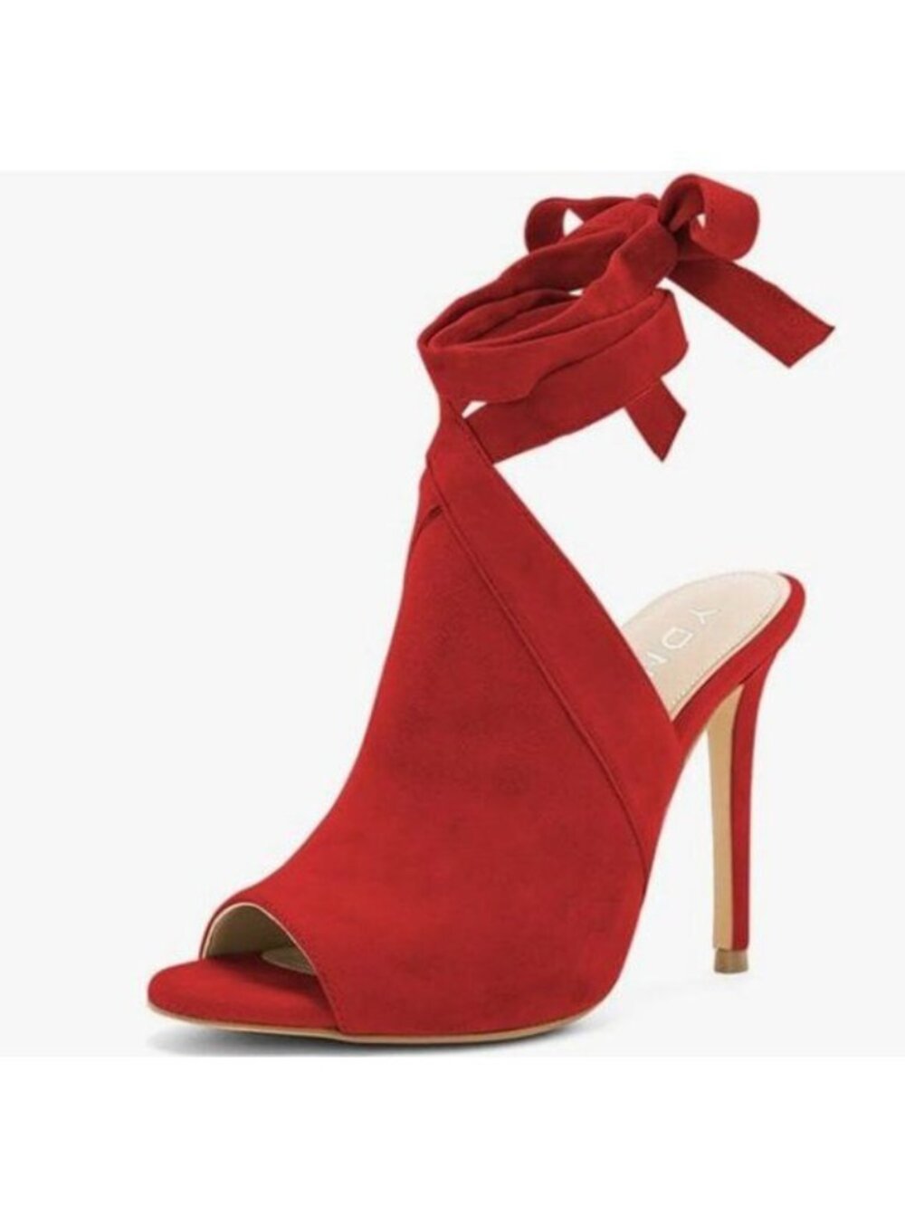 YDN Red Peep Toe Bootie Pumps Slingback High Heels Lace-up Evening Sandals Shoes